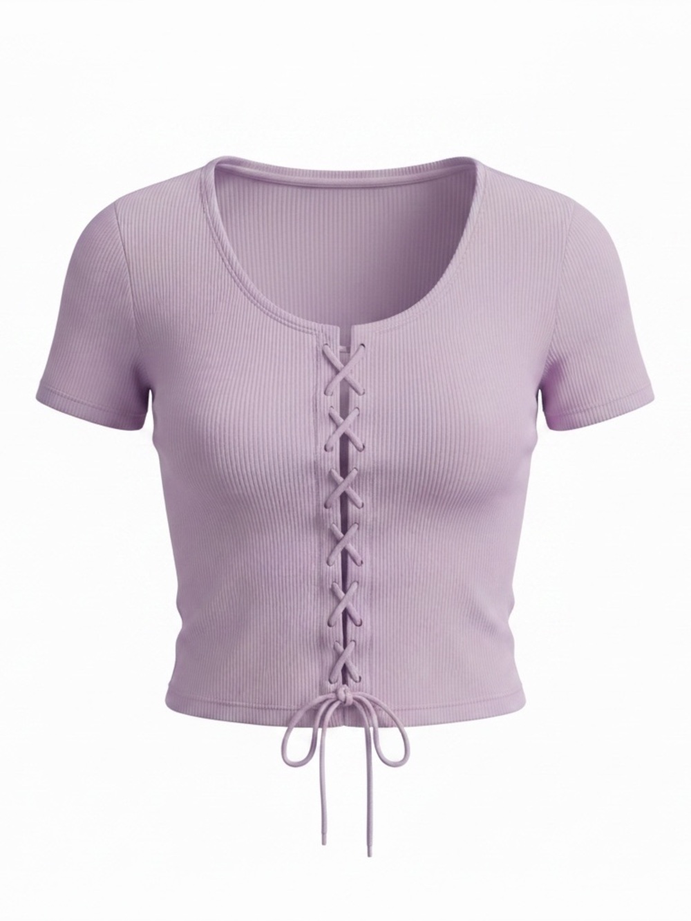 SO Women's Lavender Lace-Up Crop Top